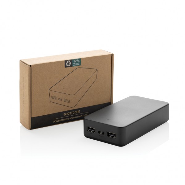 Boostcore 20.000mAh Powerbank aus RCS rec. Kunststoff, schwarz