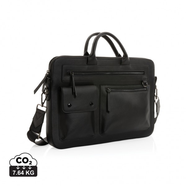 Swiss Peak 14` Laptoptasche aus GRS recyceltem PU, schwarz