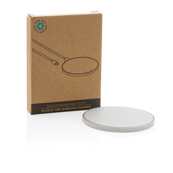 10W Wireless Charger aus RCS Standard recyceltem Kunststoff, weiß