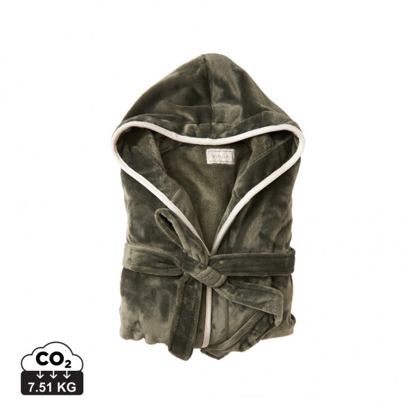 VINGA Louis Luxus Plüsch GRS rPET Bademantel Größe S/M, grün