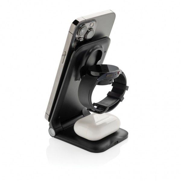 Powerpal 3-in-1 15W-Ladegerät aus RCS recyceltem Kunststoff, schwarz