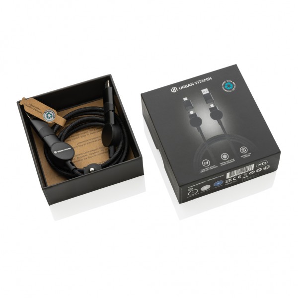 Oakland RCS rKunststoff 1,2m 6-in-1 Fast-Charging 45W Kabel, schwarz