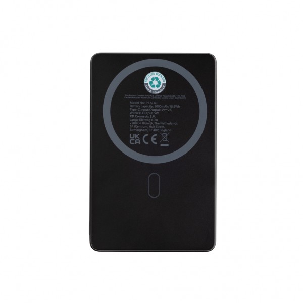 Orion 5.000mAh 5W magnetische Powerbank aus RCS rec. Alu, schwarz