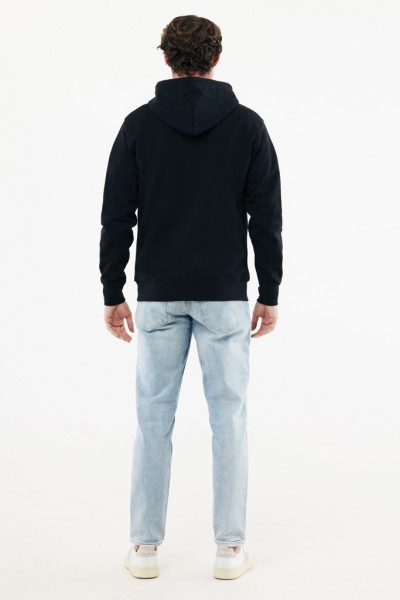 IQONIQ Abisko Zip-Kapuzenpullover aus recycelter Baumwolle, schwarz L