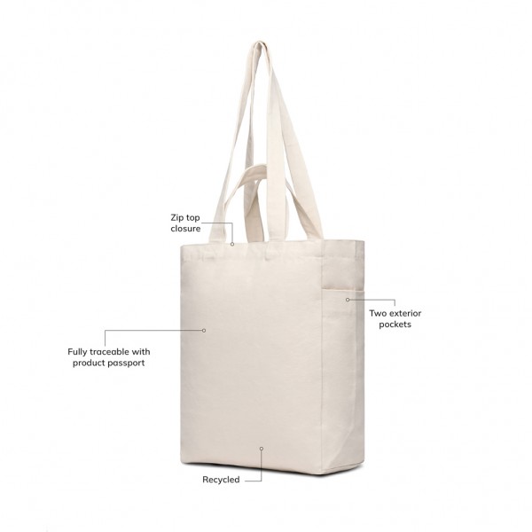 VINGA Hilo AWARE™ Tasche mit Reißverschluss aus rec. Canvas, off white