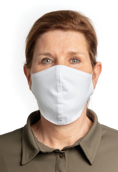 Wiederverwendbare 2-lagige Baumwoll-Gesichtsmaske, weiß