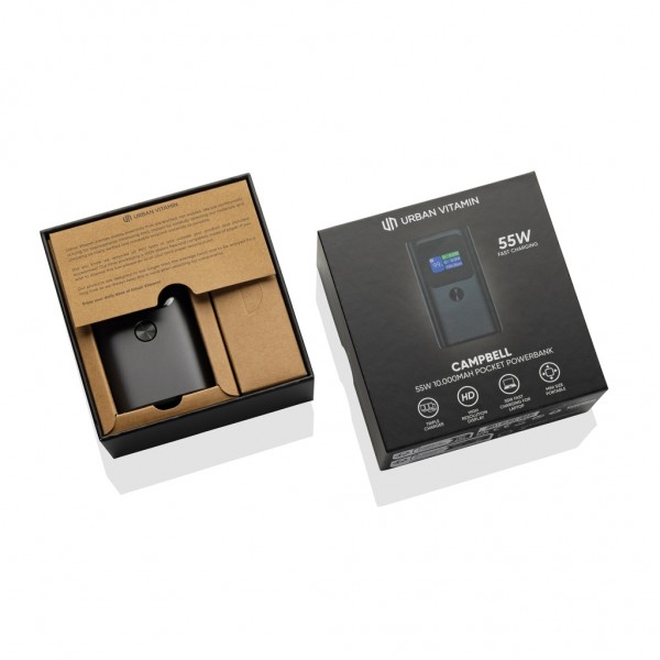 Urban Vitamin Campbell 55W 10.000mAh Pocket-Powerbank, grau