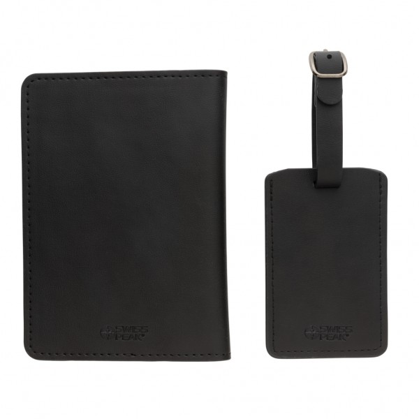 Swiss Peak Reise-Geschenkset aus GRS recyceltem PU, schwarz