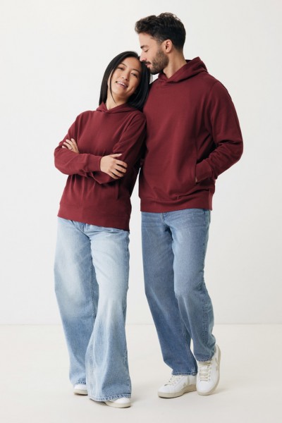 IQONIQ Yengo Hoodie mit Seitentaschen aus rec. Baumwolle, burgunderrot S