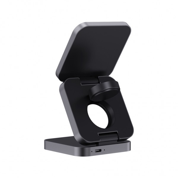 Terra faltbares 3-in-1 15W Charger aus RCS rec. Aluminium, grau