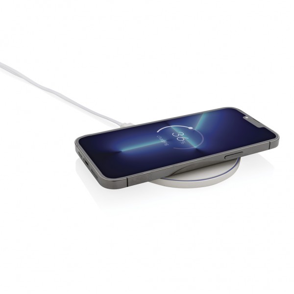 10W Wireless Charger aus RCS Standard recyceltem Kunststoff, weiß