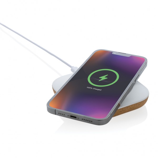 Oregon Wireless-Charger aus RCS recyc. Kunststoff & Kork, braun