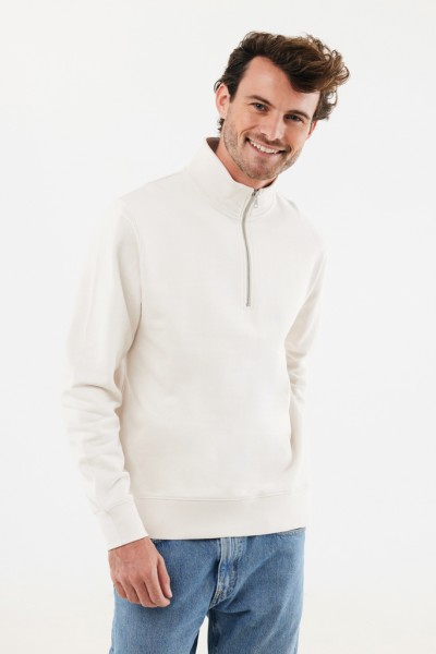 IQONIQ Elgon Quarter-Zip-Sweater aus rec. Baumwolle, ivory white XXL