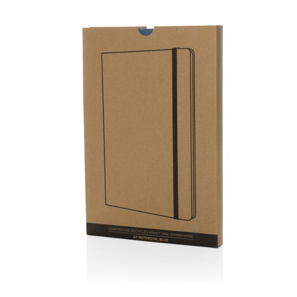 Craftstone A5 Notizbuch aus recycelt. Kraft- und Steinpapier, blau