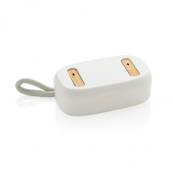 TWS-Ohrhörer aus recyceltem RCS-Kunststoff und Bambus, weiß