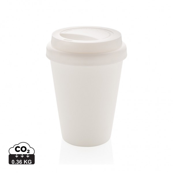 Wiederverwendbarer doppelwandiger Kaffeebecher 300ml, weiß