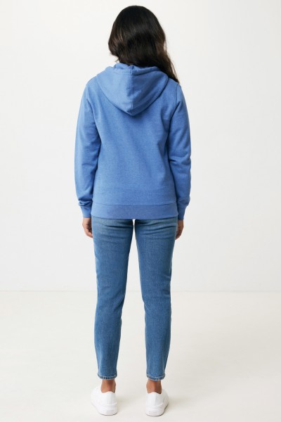 IQONIQ Abisko Zip-Kapuzenpullover aus recycelter Baumwolle, heather blue M