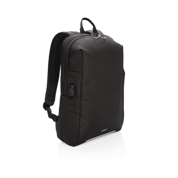 Swiss Peak AWARE™ RFID und USB A-Laptop-Rucksack, schwarz