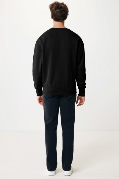 IQONIQ Kruger Relax-Rundhals-Sweater aus recycelt. Baumwolle, schwarz L