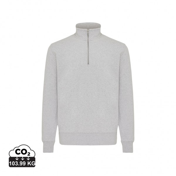 IQONIQ Elgon Quarter-Zip-Sweater aus rec. Baumwolle, light heather grey 4XL
