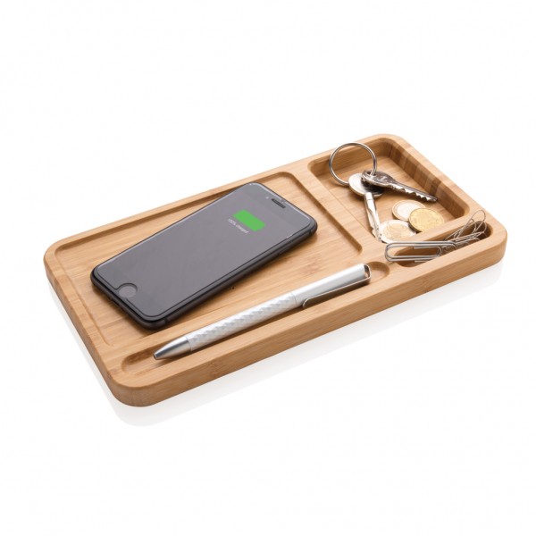 Bambus Desk Organizer mit 10W Wireless Charger, braun