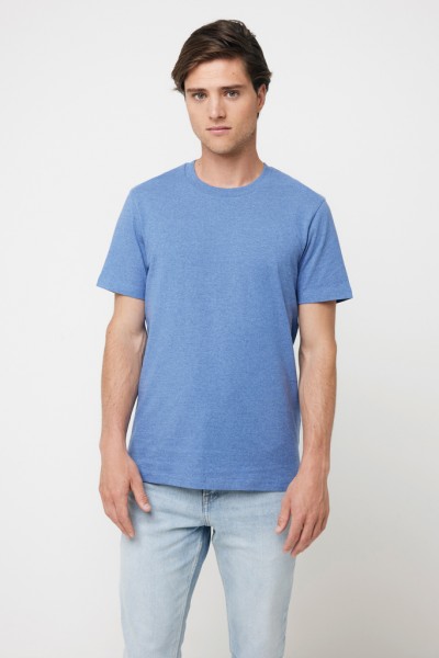 IQONIQ Manuel ungefärbtes T-Shirt aus recycelter Baumwolle, heather blue XXL