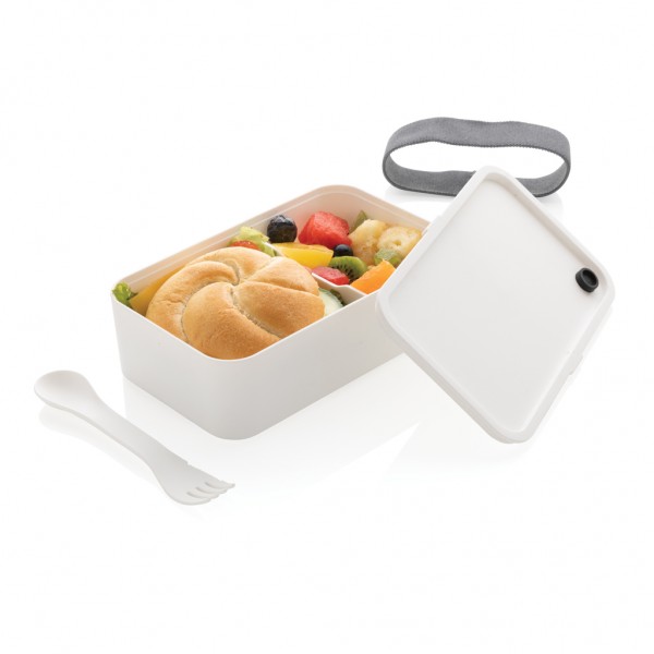PP Lunchbox mit Göffel, weiß