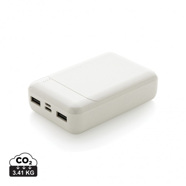10.000 mAh Powerbank aus RCS Standard recyceltem Kunststoff, weiß