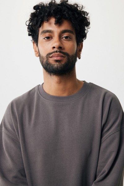 IQONIQ Kruger Relax-Rundhals-Sweater aus recycelt. Baumwolle, anthrazit XS