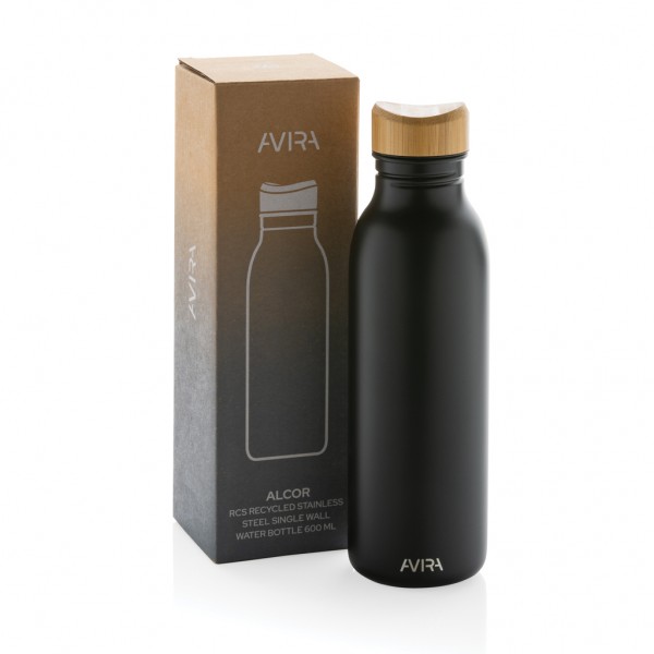 Avira Alcor 600ml Wasserflasche aus RCS rec. Stainless-Steel, schwarz