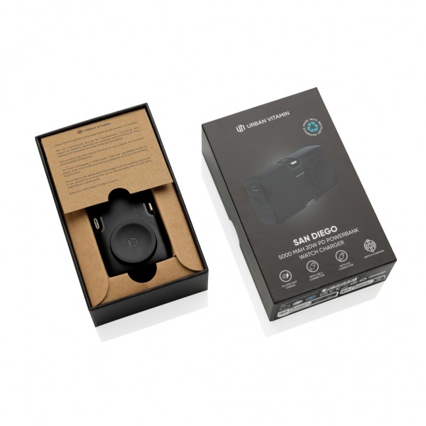Urban Vitamin San Diego 20W PD RCS Powerbank & WatchCharger, schwarz