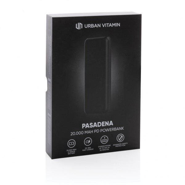 Urban Vitamin Pasadena 20.000mAh 18W PD Powerbank, schwarz