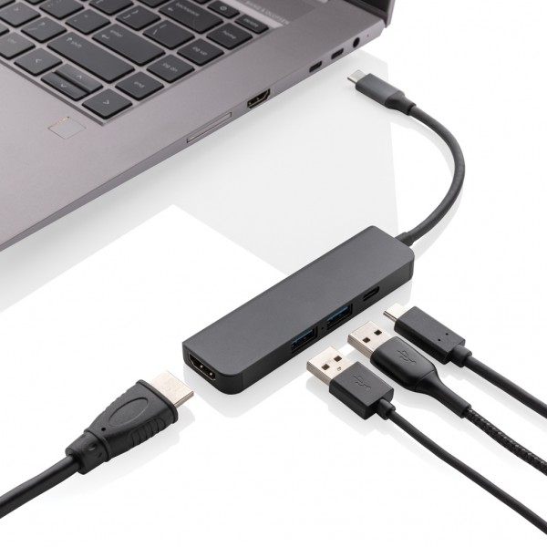 Terra Hub aus RCS recyceltem Aluminium mit HDMI-Input, grau
