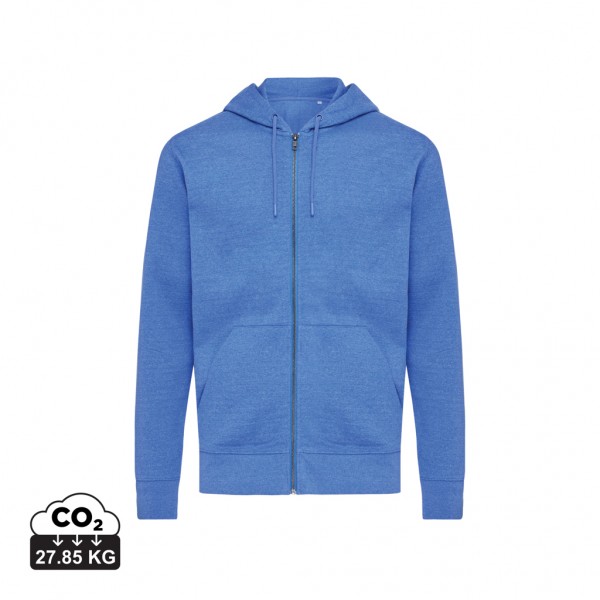 IQONIQ Abisko Zip-Kapuzenpullover aus recycelter Baumwolle, heather blue L