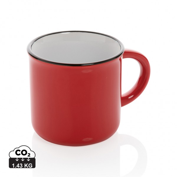 Vintage Keramiktasse, 280ml, rot