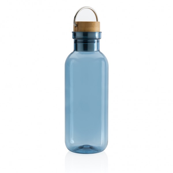 RCS rPET Flasche with Bambusdeckel und Griff, blau