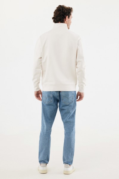 IQONIQ Elgon Quarter-Zip-Sweater aus rec. Baumwolle, ivory white XXL