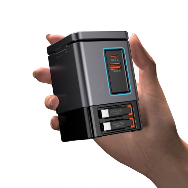 Urban Vitamin Sacramento 105W GaN Charger mit einz. Kabeln, grau