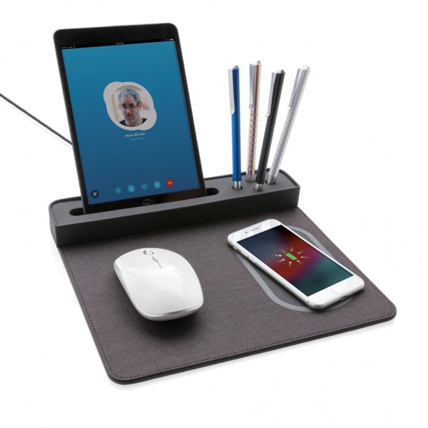 Air Mousepad mit 5W Wireless Charger und USB, schwarz