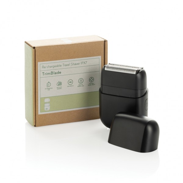 TrimBlade wiederaufladbarer IPX7 Reise-Rasierer, schwarz
