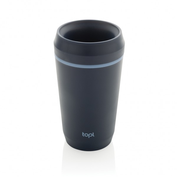 Topl-Becher aus rec. Kunststoff mit 360-Grad-Deckel 354ml, navy blau