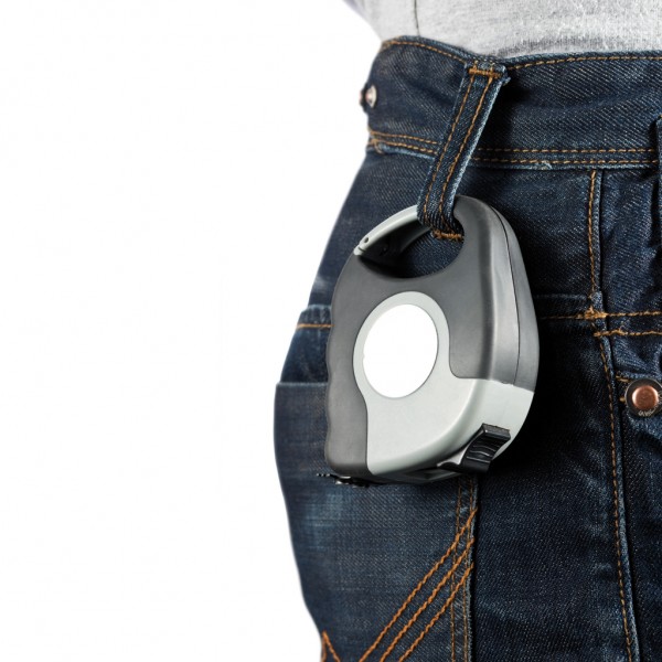 5m/19mm Maßband mit Karabinerhaken, grau