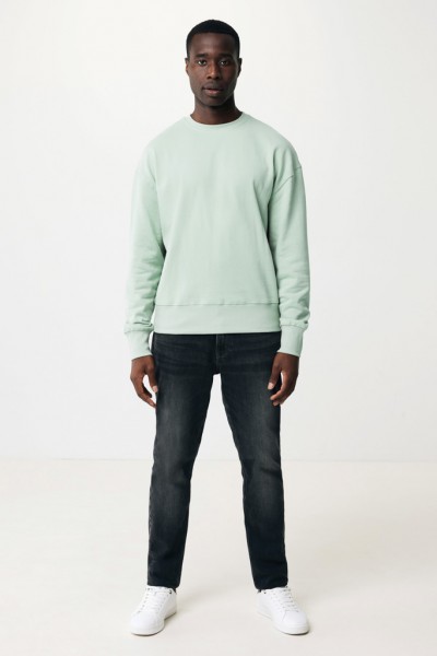 IQONIQ Kruger Relax-Rundhals-Sweater aus recycelt. Baumwolle, Iceberg green XXS