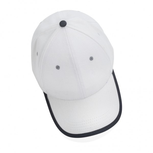 Impact AWARE™ 280gr Brushed rCotton 6 Panel Kontrast-Cap, weiß