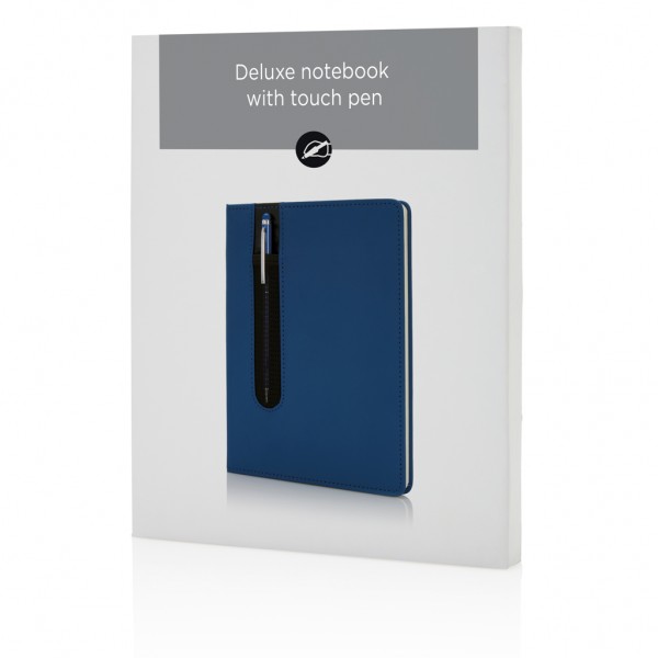 Basic Hardcover PU A5 Notizbuch mit Stylus-Stift, navy blau