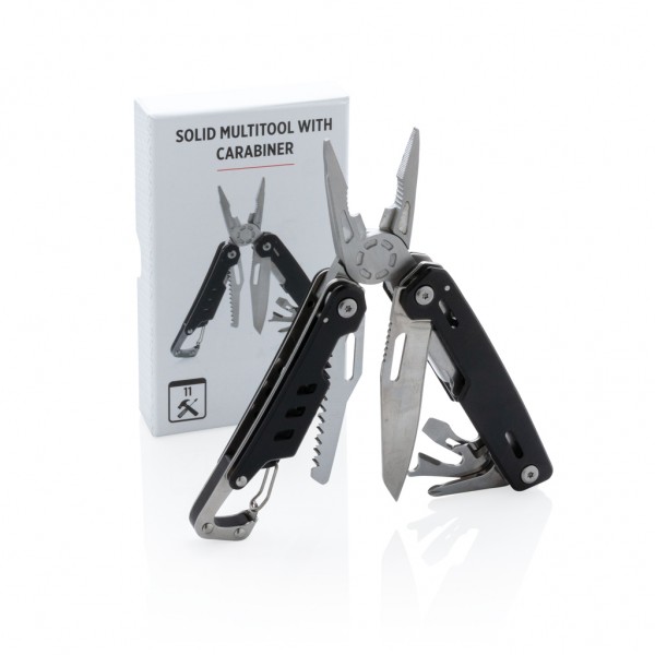 Solid Multitool mit Karabiner, schwarz