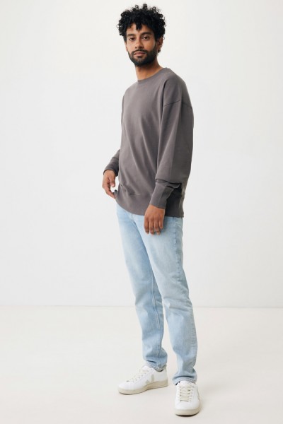 IQONIQ Kruger Relax-Rundhals-Sweater aus recycelt. Baumwolle, anthrazit XXS