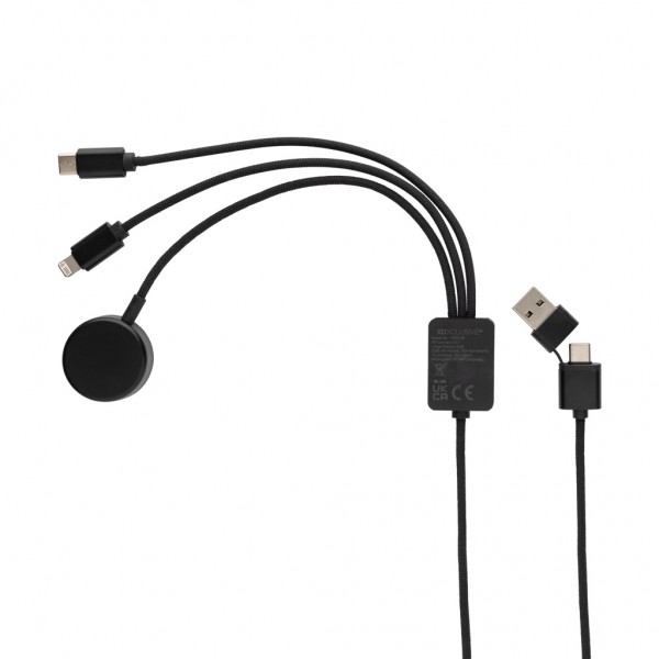 Terra RCS rPET 6-in-1-Ladekabel mit Uhrenladegerät, grau