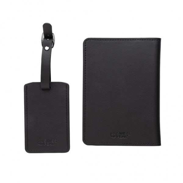 Swiss Peak Reise-Geschenkset aus GRS recyceltem PU, schwarz