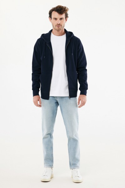 IQONIQ Abisko Zip-Kapuzenpullover aus recycelter Baumwolle, navy blau L